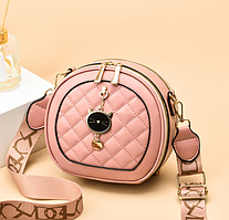 Кругла дитяча міні сумочка з білим брелком, сумка для дівчаток