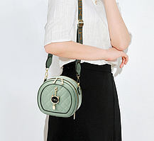 Кругла дитяча міні сумочка з білим брелком, сумка для дівчаток