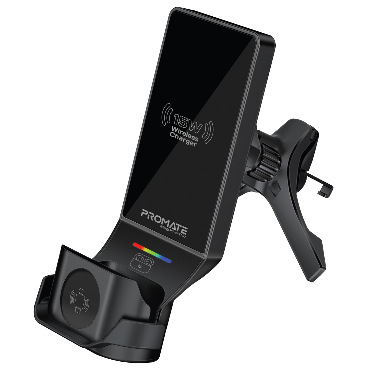 Автотримач для телефона магнітний з бездротовою зарядкою MagSafе Promate MagDrive-Trio Black (magdrive-trio.black)