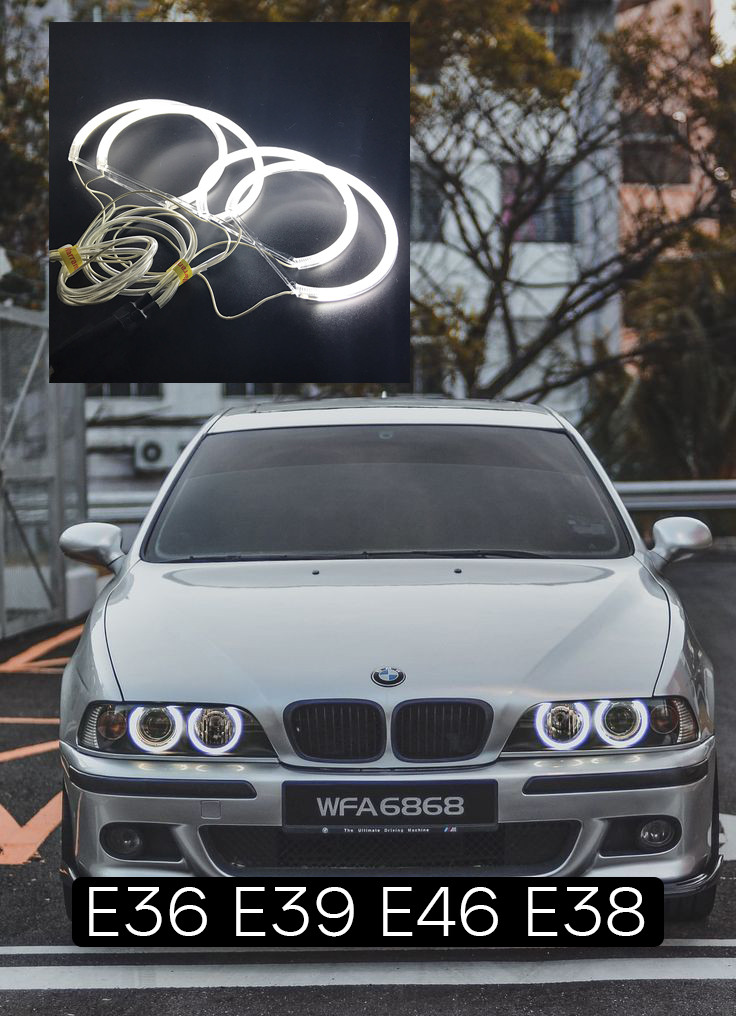 Білі Ангелські очі E36 E39 E46 E38 CCFL, очі на БМВ 36 Білі 4x131MM, Неон бмв 36 білі, світло бмв 5 серії
