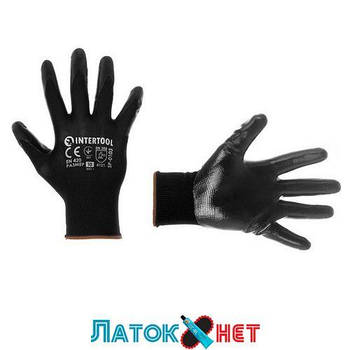 Рукавичка трикотажна синтетична чорна з нітриловим покриттям 10 SP-0103 Intertool