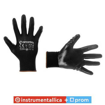 Рукавичка трикотажна синтетична чорна з нітриловим покриттям 10 SP-0103 Intertool