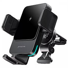 Автотримач Proove Sonic в машину з Бездротовим ЗП 15W (metal grey)