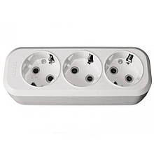 Колодка для подовжувача Luxel 3 поста із заземлення, білий (7331)