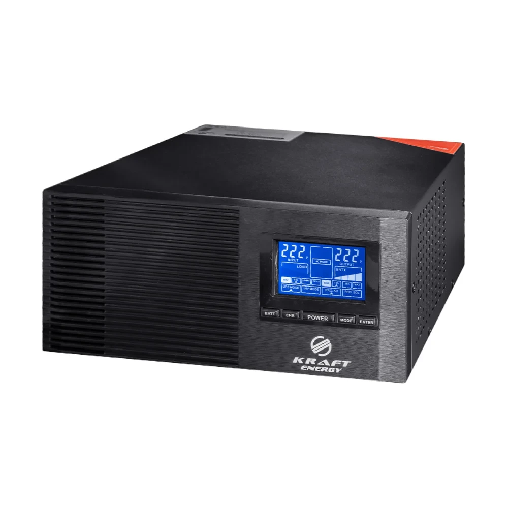 Інвертор Kraft KRF-AVR1200VA/1КW-12V з правильною синусоїдою під зовнішній акумулятор (42-00093)