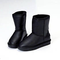 Уги високі Чорні шкіра натуральна Ugg чобітки теплі жіночі зима, фото 4