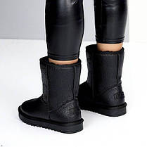 Уги високі Чорні шкіра натуральна Ugg чобітки теплі жіночі зима, фото 5