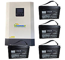 Сонячний фотоелектричний інвертор OFF-GRID PGF OG-5500 MPPT 5.5KW + WiFi + акумулятор Bass Polska AGM BP-5976 (х4)