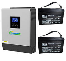Сонячний фотоелектричний інвертор OFF-GRID PWM3KW50A PWM 3 KW + WiFi + акумулятор Bass Polska AGM BP-5976 (х2)