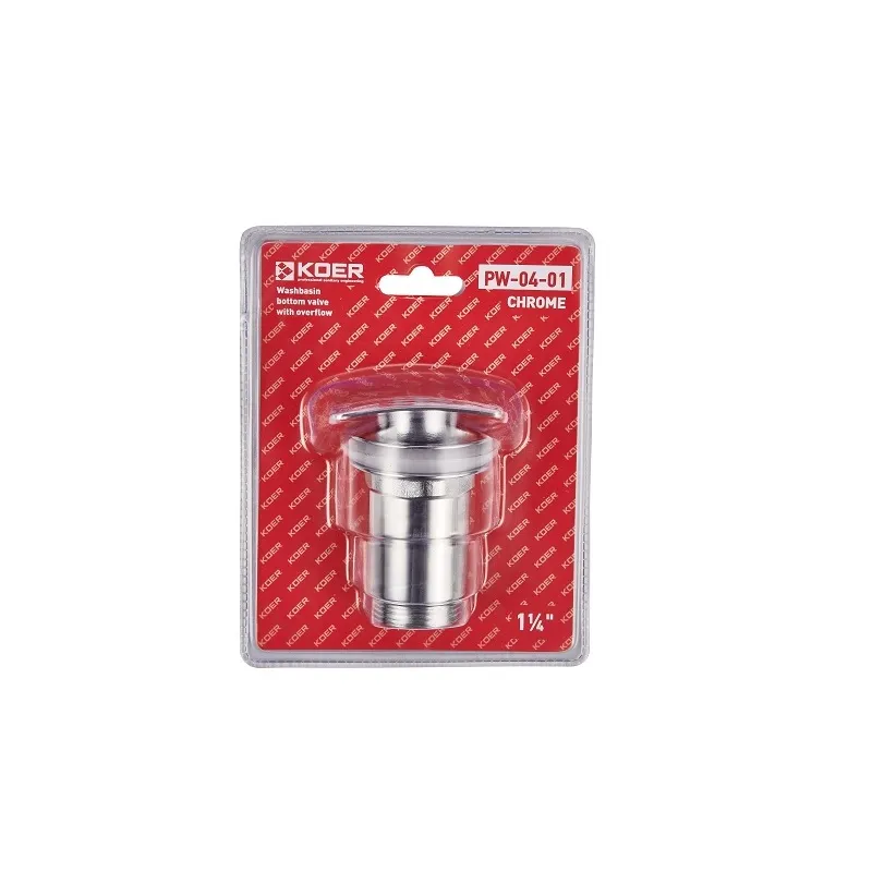 Донний клапан для умивальника з переливом KOER PW-04-01 1 1/4" (кнопка) (Квіт хром) (KR3398) kr, фото 1