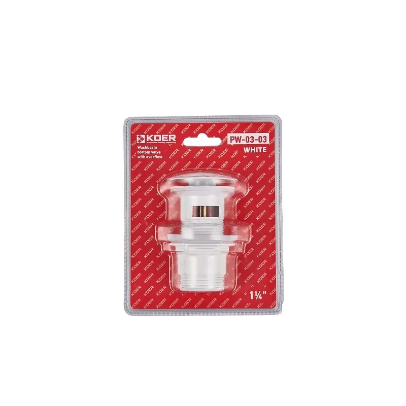 Донний клапан для умивальника з переливом KOER PW-03-03 1 1/4" (кнопка) (Білий) (KR3395) kr, фото 1