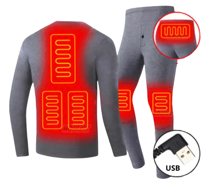 Термобілизна з підігрівом HA102, з термоконтролем та USB живленням, 6 зон обігріву розмір ХХL