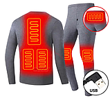 Зимова термобілизна з підігрівом HA102 PowerBank USB 6 зон підігріву розмір 3ХL, фото 2