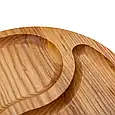 Кругла менажниця 2 секції дерев'яна Ø 25 см дошка для подачі закусок та нарізок Wood Lugi, фото 4