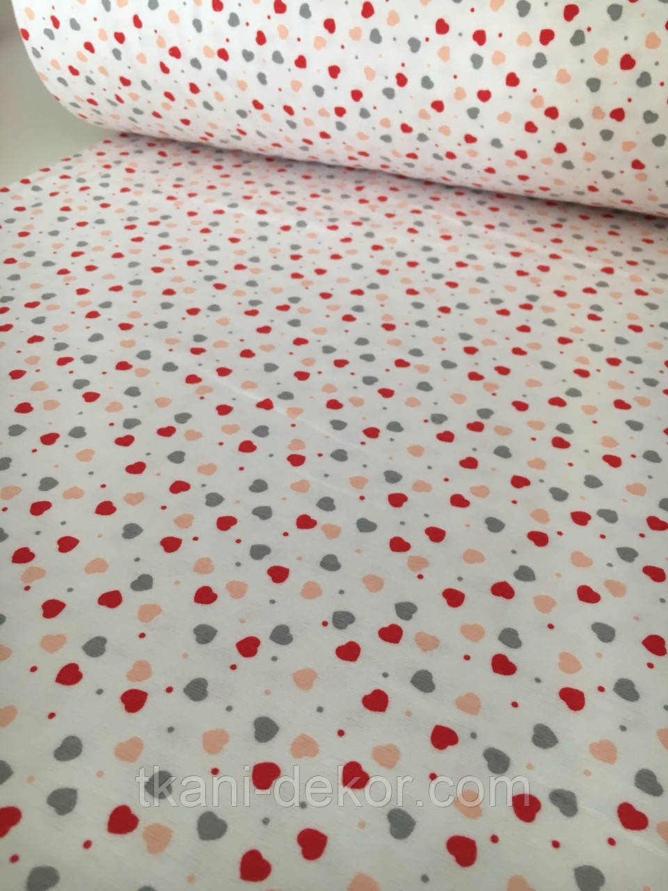 Фланель дрібні сердечка з крапками, фото 1