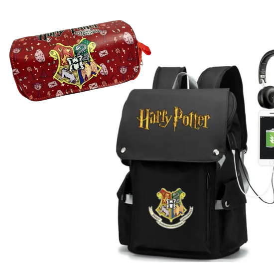 Набір пенал і рюкзак Гаррі Поттер Гоґвортс Hebei з USB-портом чорний, фото 1