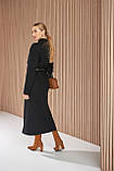 Плаття в'язане під горло сукня довга розріз спереду замок чорне, фото 4