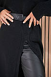 Плаття в'язане під горло сукня довга розріз спереду замок чорне, фото 8