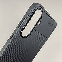 Чохол для Samsung Galaxy S24 FE щільний карбоновий чохол на телефон самсунг с24 фе чорний au6, фото 4