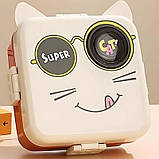 Ланчбокс дитячий Super Cat 1600 мл на два рівні з соусницею бежевий/жовтогарячий (LB-165523), фото 4