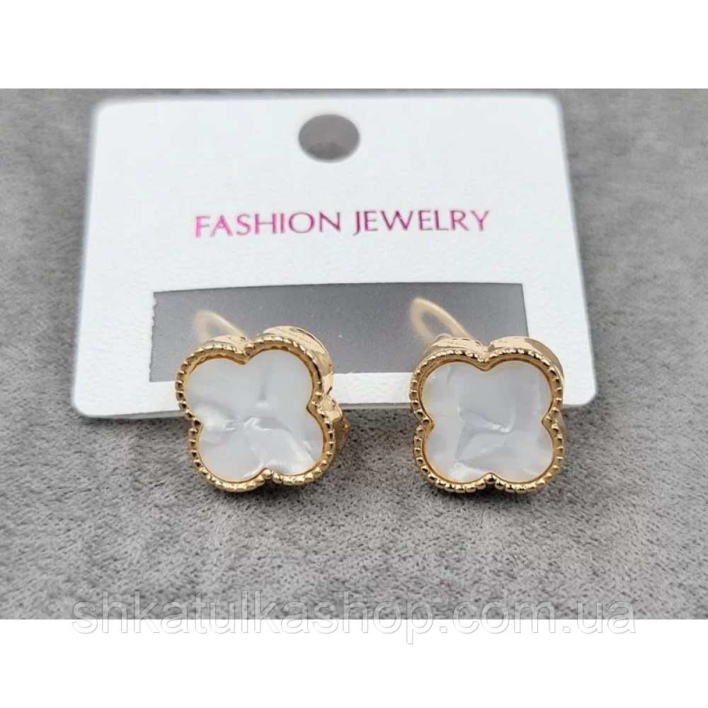 Сережки Ван Кліф біжутерія 14мм, нержавіюча сталь, рожеве золото, фото 1