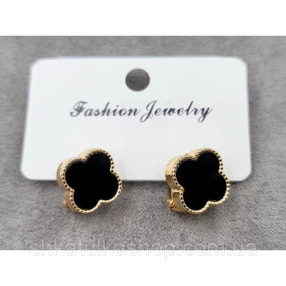 Сережки Ван Кліф біжутерія 14мм, нержавіюча сталь, рожеве золото, фото 1