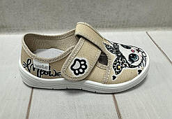 Дитячі тапочки на дівчинку текстильні Waldi Валді Галя для садка бежеві 30