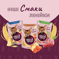 Вологий корм для котів Delickcious Смужки з гарбузом і качкою в крем-супі, 85г, фото 5