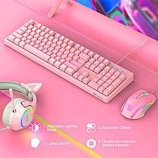 Ігровий набір 2 в 1 ONIKUMA Gaming Combo G25 + CW905 ігрова миша+рожева ігрова клавіатура комплект геймера, фото 3