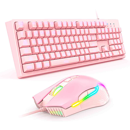 Ігровий набір 2 в 1 ONIKUMA Gaming Combo G25 + CW905 ігрова миша+рожева ігрова клавіатура комплект геймера, фото 1