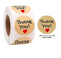 Наклейки в рулоні "Thank you" Ø25 мм (500 шт)