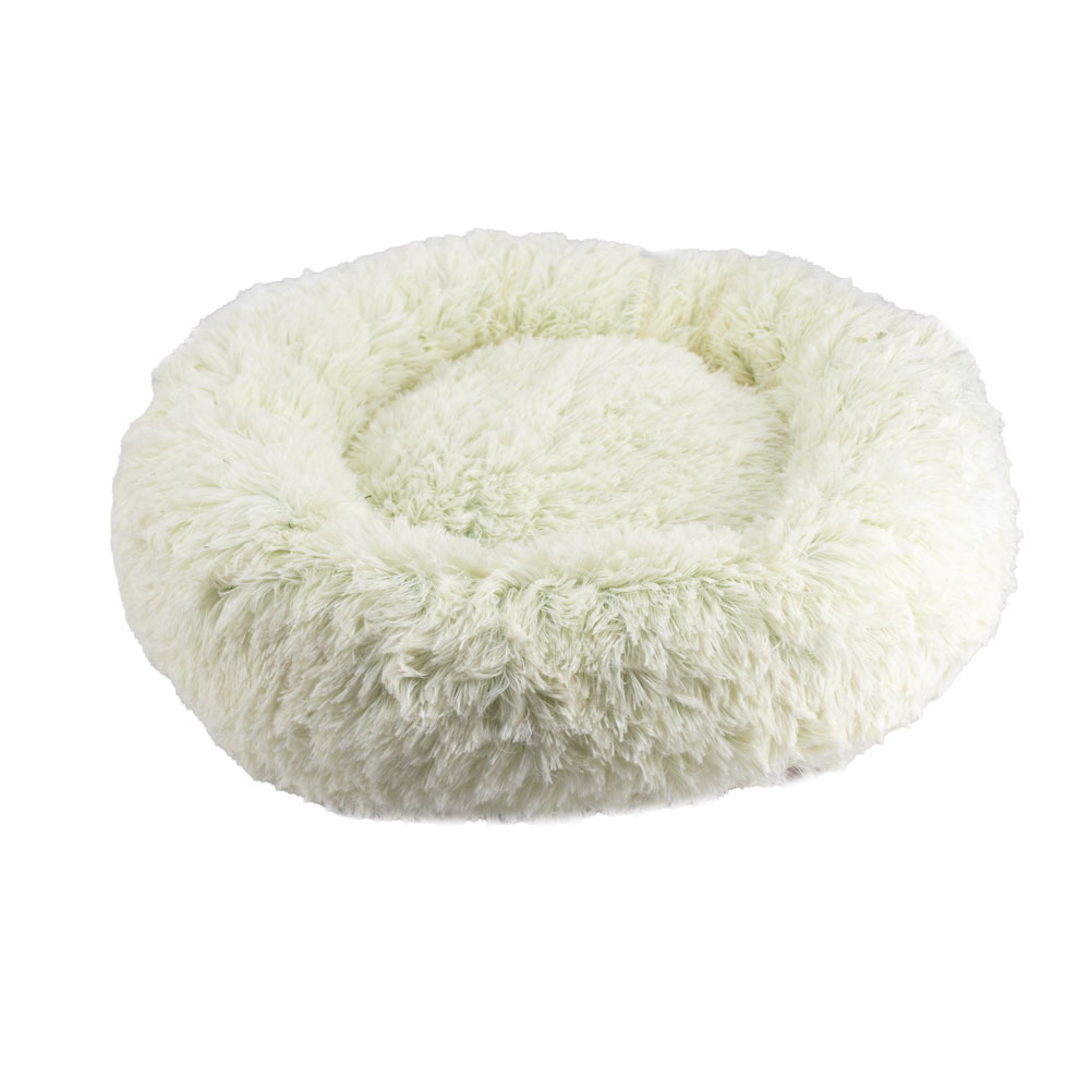 Лежак для тварин Пончик "Пухнастики" 55*55см, колір молочний