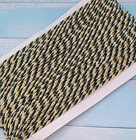 Декоративний шнур 3 мм, колір темно-зелений-золото-білий, метр, Різнокольоровий