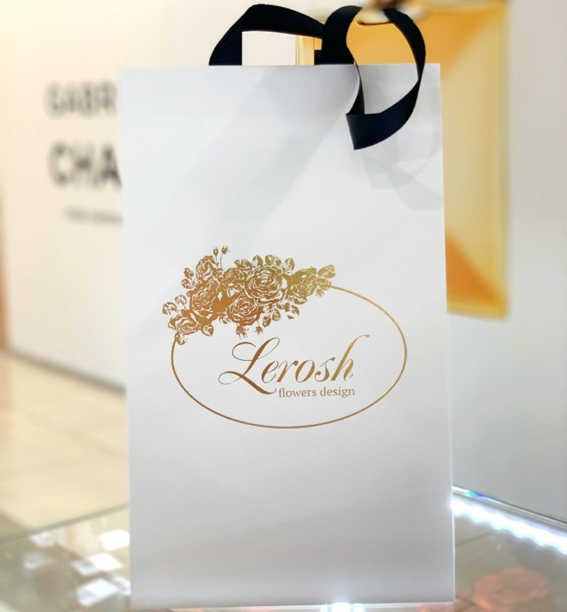 Подарунковий білий картонний пакет для троянди в колбі Lerosh 33 см (23*24*40 см), фото 1