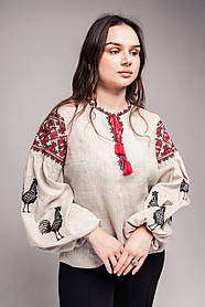 Лляна жіноча вишиванка "Півники"