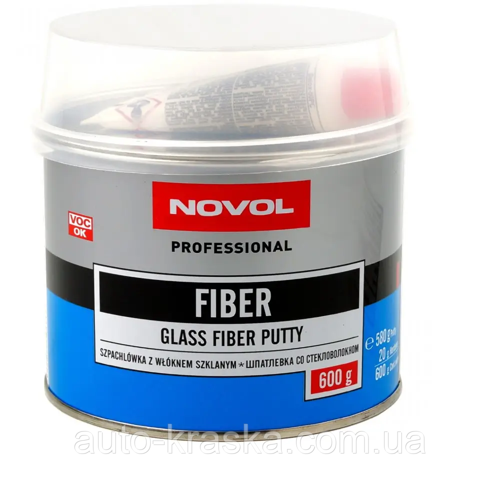 Поліефірна шпаклівка NOVOL зі скловолокном "FIBER" 0.6 кг.