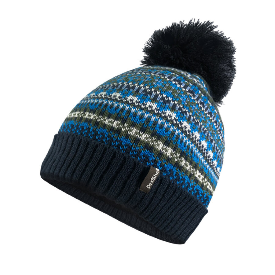 Туристична водонепроникна шапка Dexshell Beanie Fair Isle кольорова Синя (S-M), фото 1