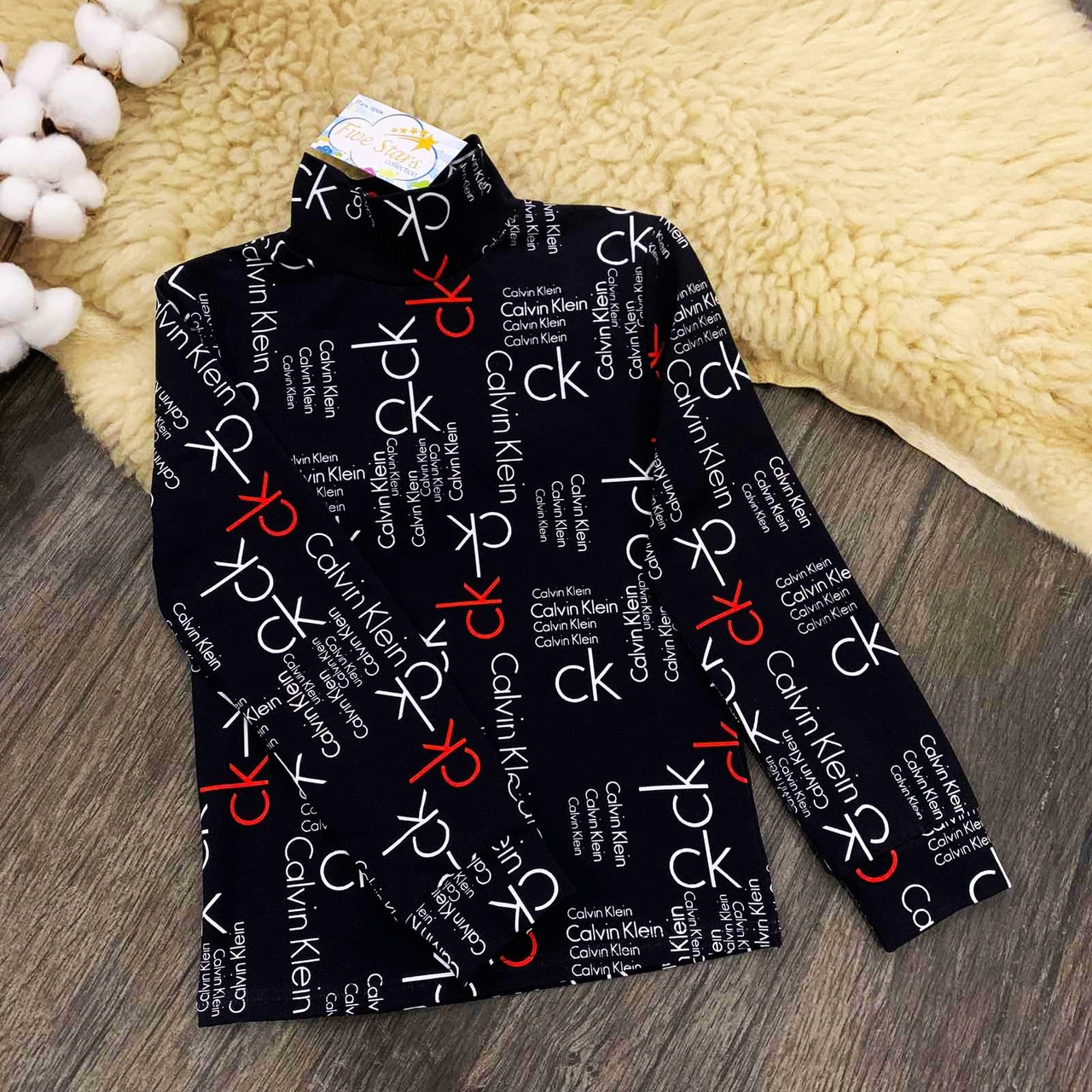 Дитяча водолазка — гольф чорна Calvin Klein Five Stars 10873-104р