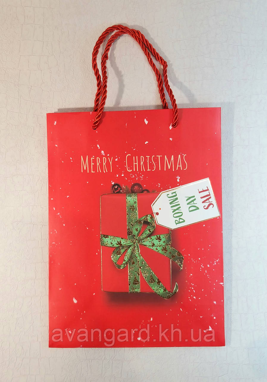 Новорічний пакет 24 см х 18 см х 8.5 см Merry Christmas box