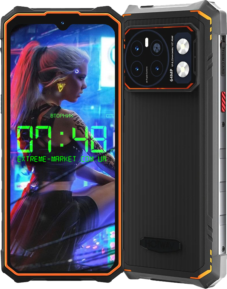 Смартфон HOTWAV Cyber 13 8/128GB, NFC, 10800 мАг, 64 МП, Android 14, FaceID, IP68/IP69K, Дисплей 6.6" HD+, фото 1
