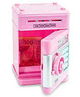 Дитячий сейф-скарбничка UKC з кодовим замком і купюроприймачем, рожевий