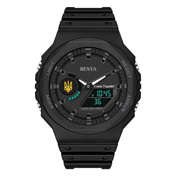 Чоловічий водостійкий тактичний годинник Besta Jocker UA (Чорний), фото 1