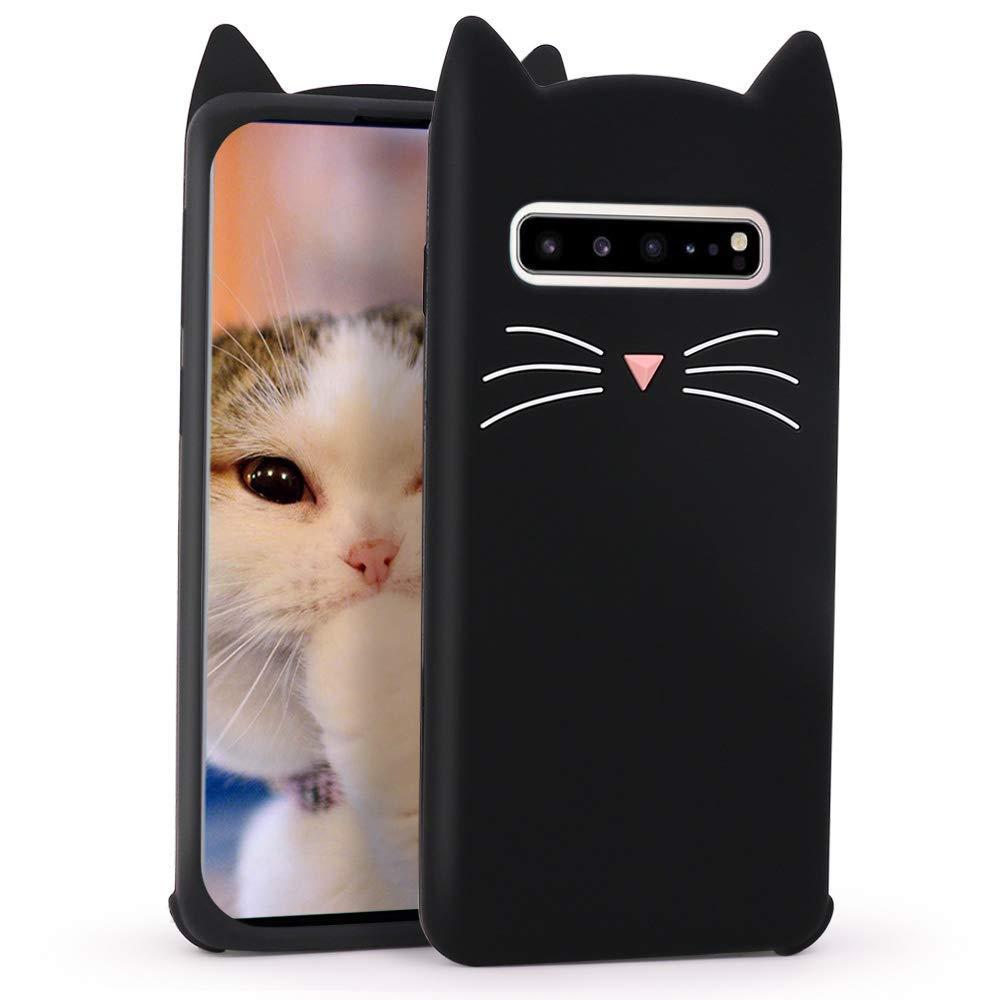 Силіконовий чохол для Samsung Galaxy S10 - Black Cat (Кіт з вусами), Чорний