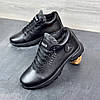 Чоловічі зимові шкіряні черевики, кросівки з натуральної шкіри чорні на хутрі для чоловіків на зиму, розмір 40 41 42 43 44 45, фото 6