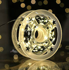 Новорічна USB-гирлянда зелена нитка на котушці 50м 500LED тепла 8 режимів з пультом