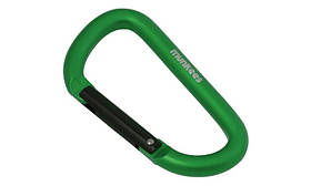 Карабін Munkees D 8 мм x 80 мм, алюмінієвий, легкий, зелений для організації речей.