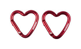 Карабін Munkees Mini 2 Heart червоний, алюмінієвий, компактний, 2 шт, для ключів та аксесуарів