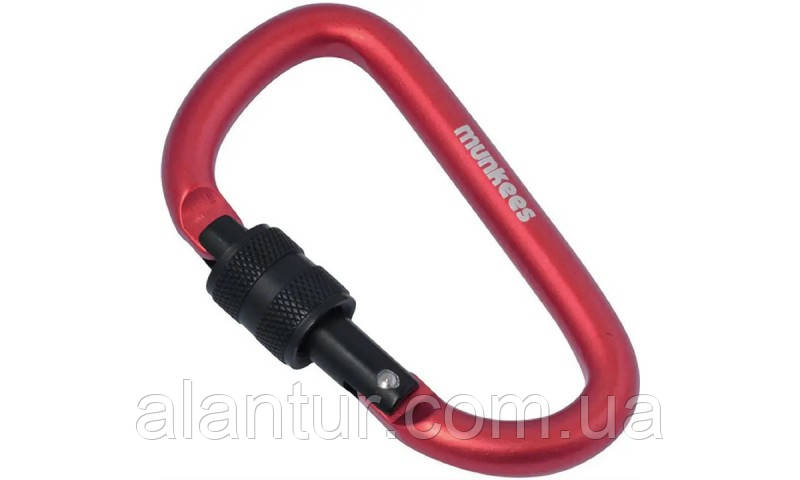 Сувенірний карабін Munkees D 8 мм з закручувальною муфтою, 80 мм, червоний, фото 1