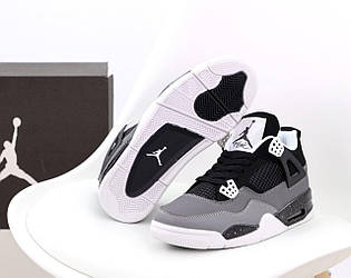 Чоловічі кросівки Nike Air Jordan 4 Retro Gray (Cіро-чорні) Взуття Найк Аір Джордан 4 Ретро шкіра текстиль В'єтнам