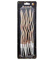 Набір свічок для торта коктейльні біле золото 12см в упаковці 12шт